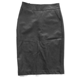 Black Faux Leather Pencil Skirt